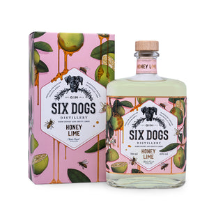 Six Dogs Honey & Lime Gin mit farmeigenem Honig und Limetten, aus Südafrika in der 700ml Flasche