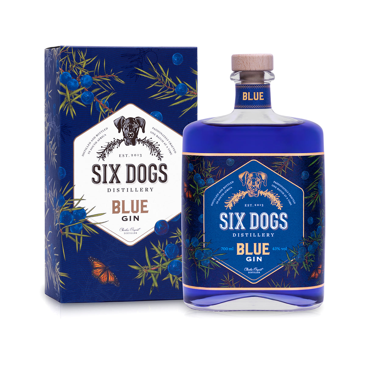 Produktbild Blue Gin Six Dogs mit Verpackung