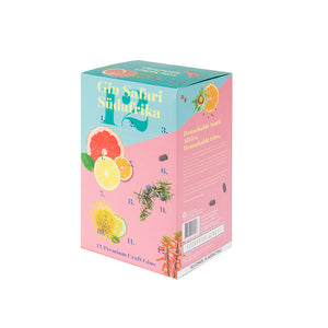 Die Gin-Reise ruft – 12 Grüße aus in einer Box.  Die Gesamtansicht.